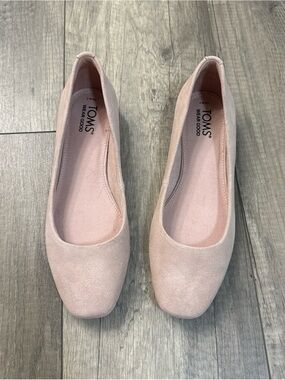 TOMS Pale Pink Suede Slip-On Ballet Flats